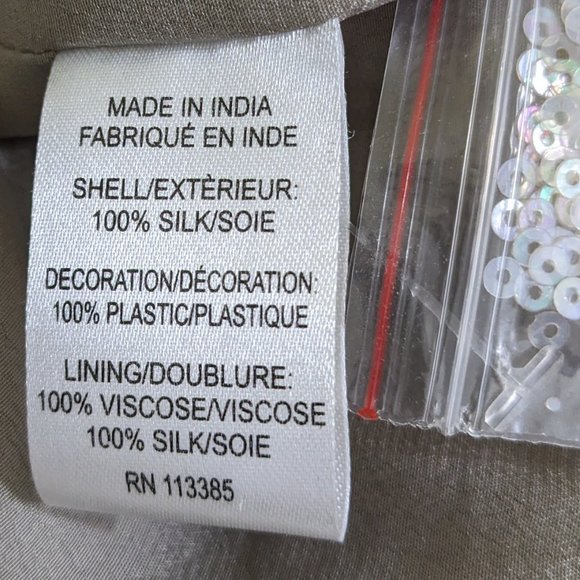 Renzo + Kai 100% Silk Gray Iridescent Sequined Wrap Skirt Mini Dress - size S - Picture 14 of 14